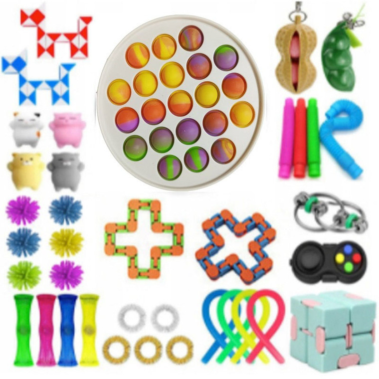 37pcs Sensory Fidget Toys Set, Anti-Stress Hand Toys Bundle, Cool Stress Relief Toy Assortment Pack for Kids and Adults