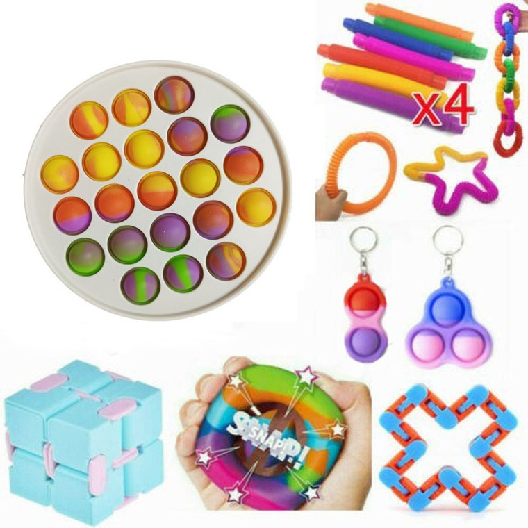 10pcs Sensory Fidget Toys Set, Anti-Stress Hand Toys Bundle, Cool Stress Relief Toy Assortment Pack for Kids and Adults