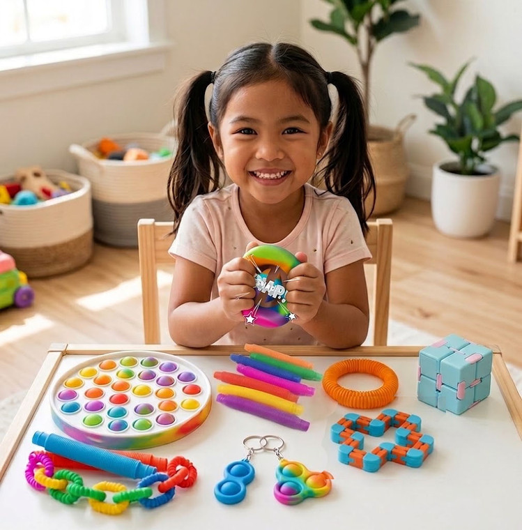 10pcs Sensory Fidget Toys Set, Anti-Stress Hand Toys Bundle, Cool Stress Relief Toy Assortment Pack for Kids and Adults