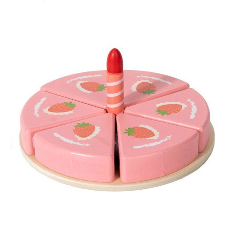 Synthetic Wood Birthday Cake Slicer Toys - Version 2 - Sliceable Pretend Play Cake for Kids