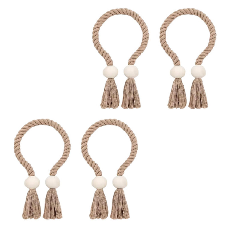 Wooden Magnetic Curtain Bead Holdbacks - Decorative Tiebacks  Version 3 - 4 Packs