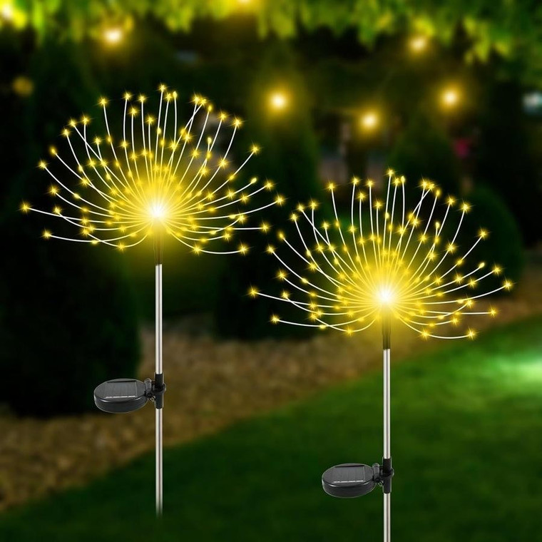 120 LED Fireworks Fairy Solar Lights - 95cm Solar Powered Outdoor Garden Stake Light with 8 Modes - No Wiring Needed