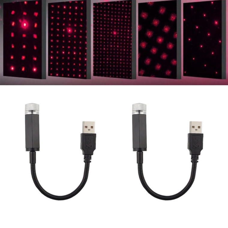Mini LED Star Projector Lamp – USB Powered Rotating Night Light for Home, Car & Parties - 2 packs