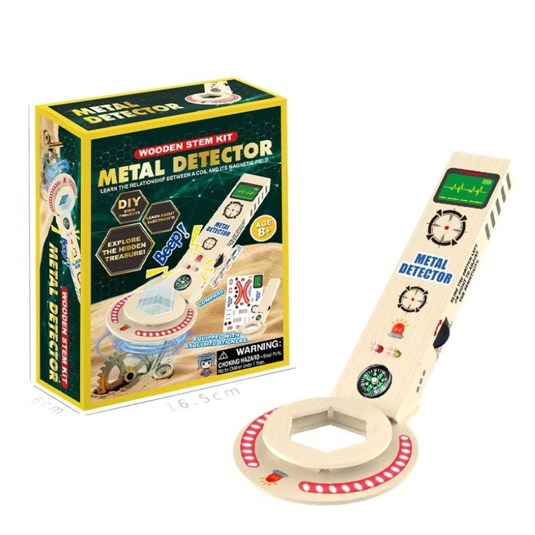 DIY Metal Detector Model Toy – Wooden STEM Building Kit for Kids, Hands-On Learning & Pretend Play