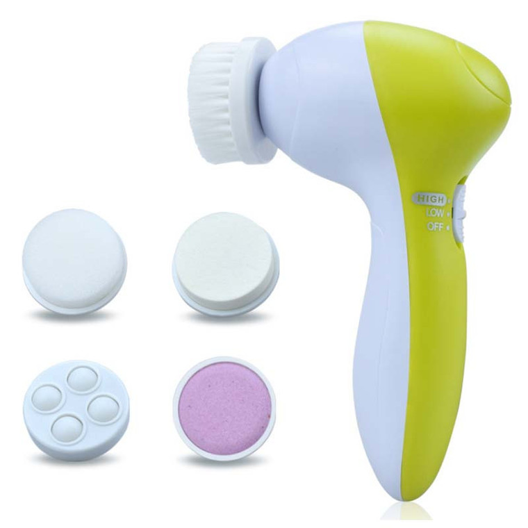5in1 Electric Facial Cleansing Brush, Rotating Face Scrubber with 5 Heads