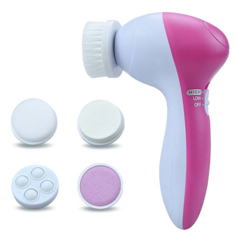 5in1 Electric Facial Cleansing Brush, Rotating Face Scrubber with 5 Heads