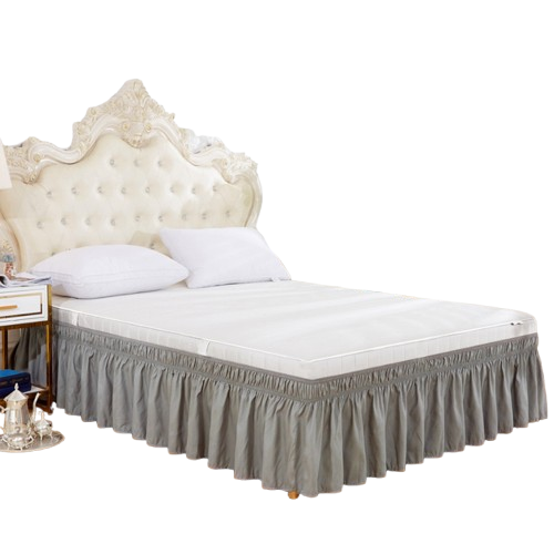 Wrap Around Bed Skirt - Three Fabric Sides Elastic Ruffled - King