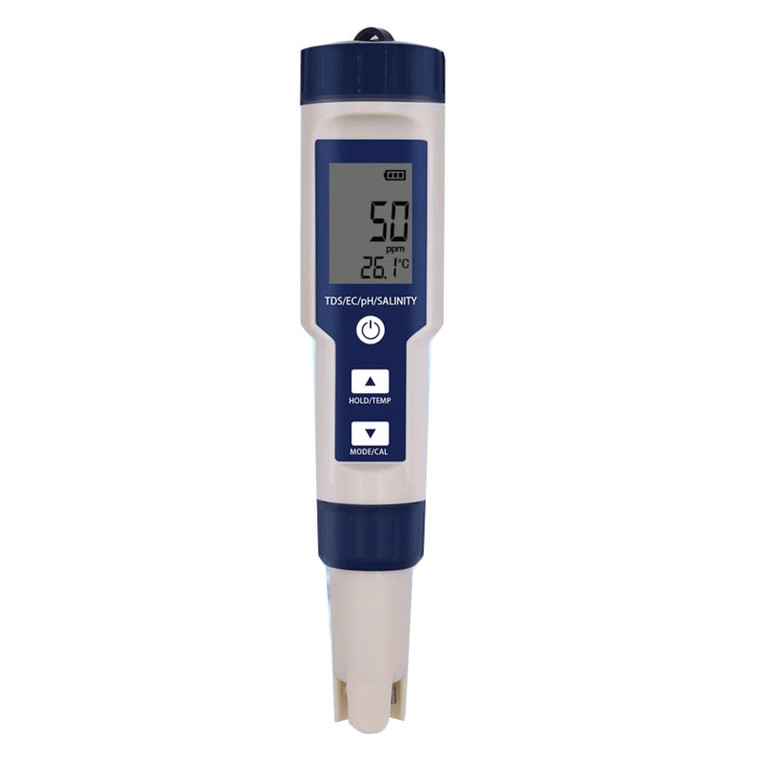 5-in-1 Digital Water Quality Tester – pH, TDS, EC, Salt & Temperature Meter