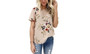Women's Round Neck Short Sleeve Floral Print Asymmetric Hem Shirt Tops