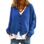 Long Sleeve Cable Knit  Ladies Sweater Open Front Cardigan Button Loose