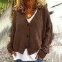 Long Sleeve Cable Knit  Ladies Sweater Open Front Cardigan Button Loose