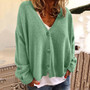 Long Sleeve Cable Knit  Ladies Sweater Open Front Cardigan Button Loose