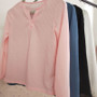 Cotton Blend V-Neck Long Sleeve Cotton Blend V-Neck Long Sleeve
