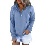 Hooded Button Collar Drawstring Hoodies Pullover Sweatshirts