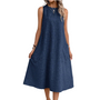 Women's Round Neck Pocket Swing Dress Women's Round Neck Pocket Swing Dress