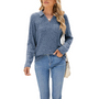 Women's Long Sleeves Lapel Top with Small Pocket