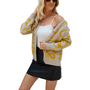Women's V Neck Jacquard Weave Cardigans with Buttons Women's V Neck Jacquard Weave Cardigans with Buttons