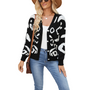Women's V Neck Jacquard Weave Cardigans with Buttons Women's V Neck Jacquard Weave Cardigans with Buttons