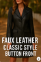 Vegan Leather Lapel Long Jacket