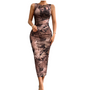 Printed Close-Fitting Sleeveless Long Dress