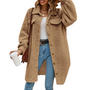 Open Button Lapel Fleece Long Overcoat