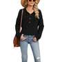 Women's Drawstring Hoodie Button-up Top