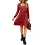 Long Sleeves Square Neck Short Dress