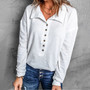 Women's Solid Color V Neck Button Tops Pit Strip  Women's Solid Color V Neck Button Tops Pit Strip