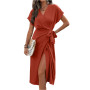 Slit Wrap and Tie Dress Slit Wrap and Tie Dress