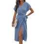 Slit Wrap and Tie Dress Slit Wrap and Tie Dress