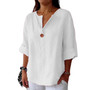 Casual V Neck Cotton Line Tops  Casual V Neck Cotton Line Tops