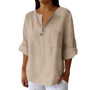 Casual V Neck Cotton Line Tops  Casual V Neck Cotton Line Tops