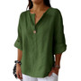 Casual V Neck Cotton Line Tops  Casual V Neck Cotton Line Tops