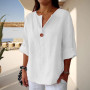 Casual V Neck Cotton Line Tops  Casual V Neck Cotton Line Tops