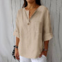 Casual V Neck Cotton Line Tops  Casual V Neck Cotton Line Tops