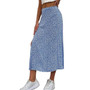 Women's Boho Floral High Waist Split A Line Midi Skirt