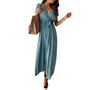 Bohemian Polka Dot V Neck Swing Midi Dress - Version 1