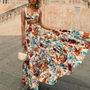 Printed Beach Skirt Suit with Tank Top