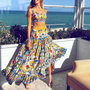 Printed Beach Skirt Suit with Tank Top
