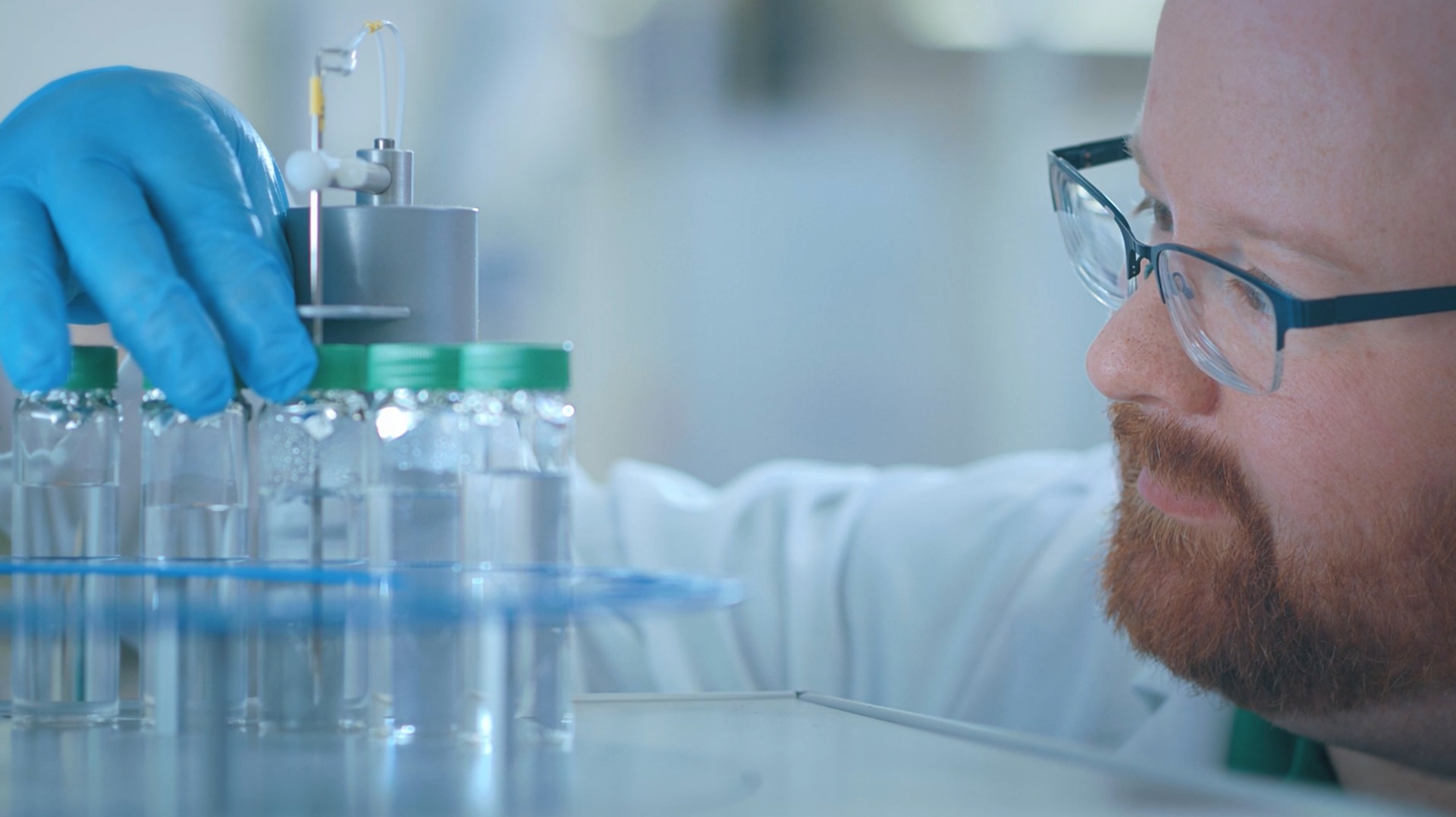 Scientist preparing samples