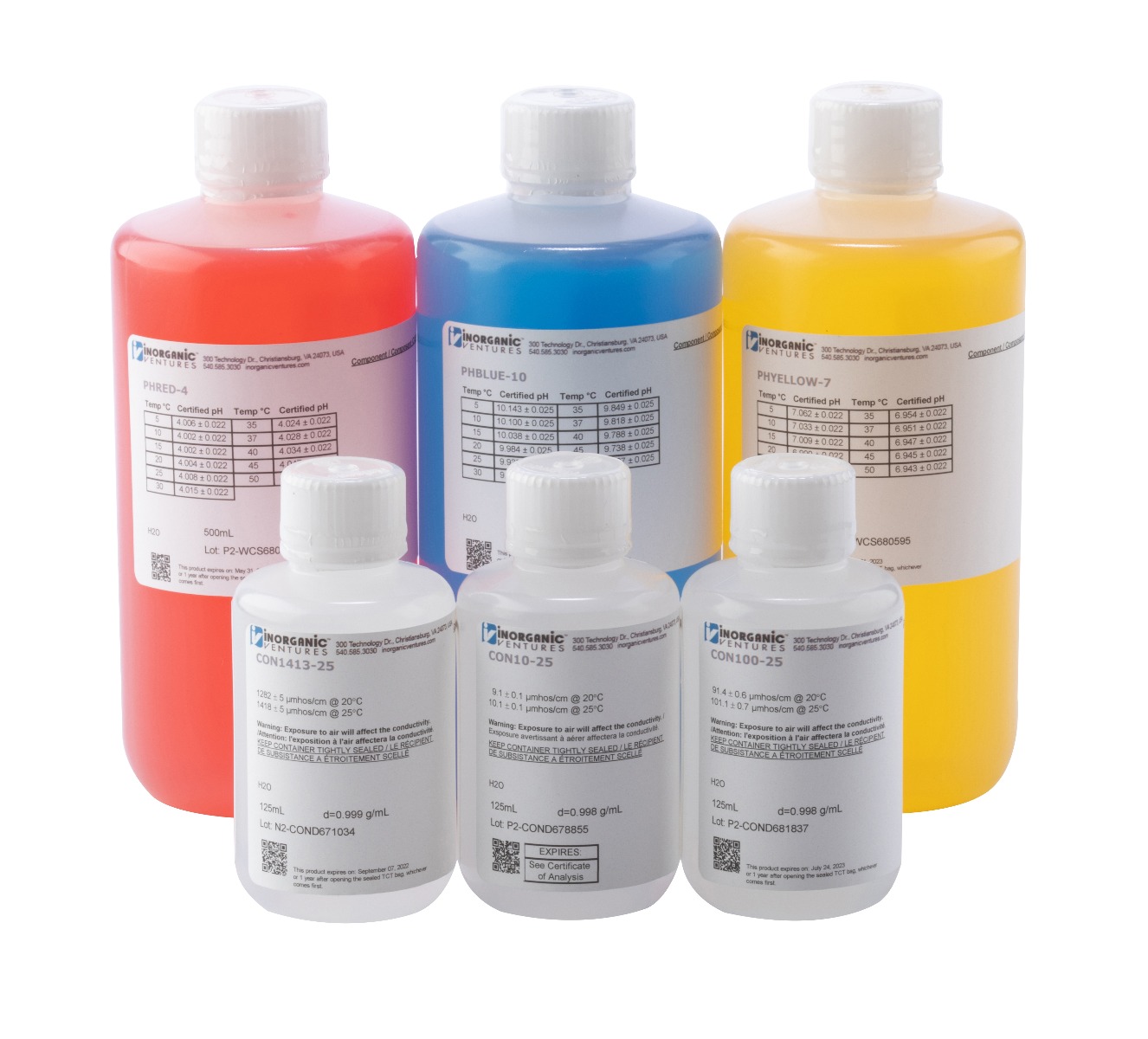 Bottles containing wavelength calibration standards