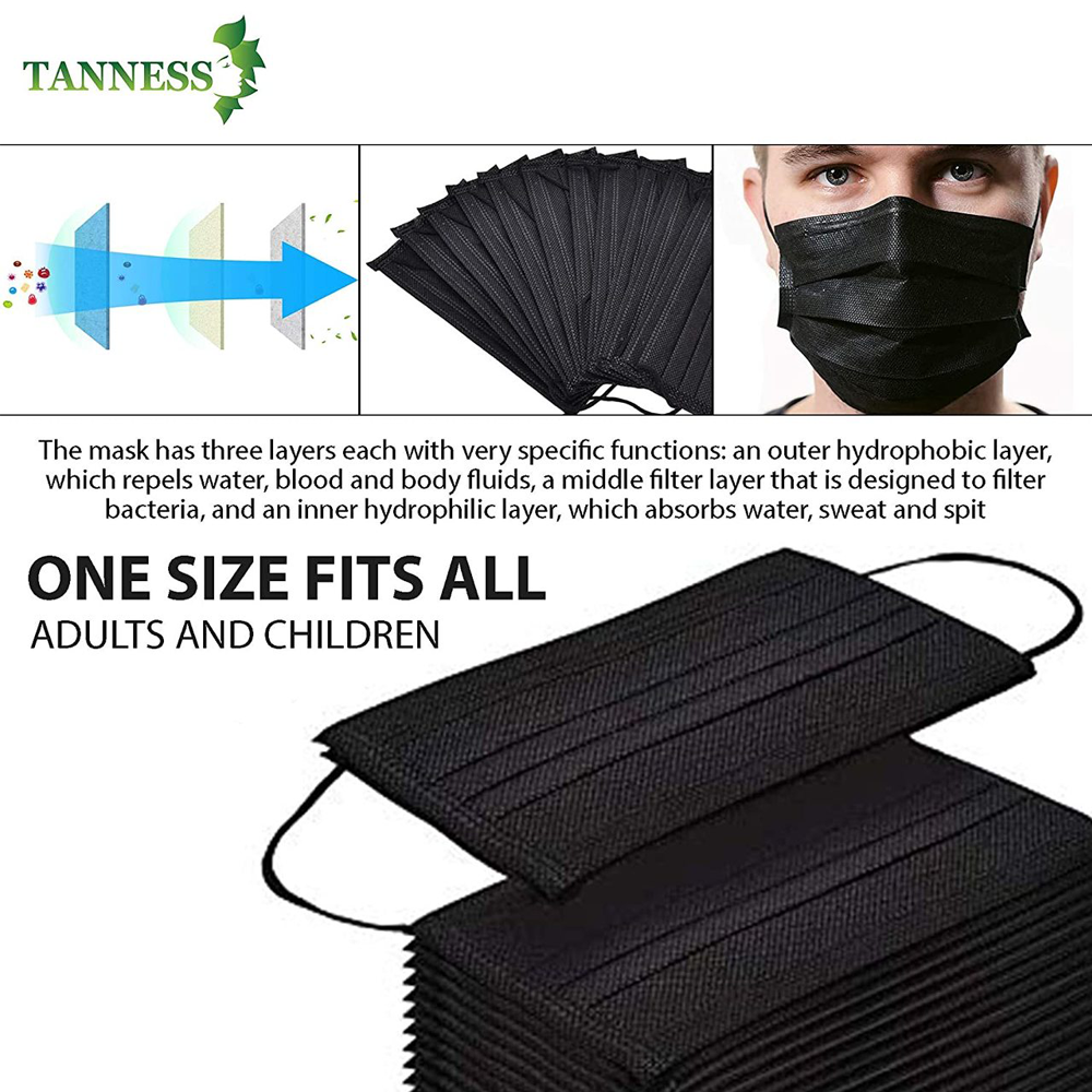 100pcs Adult Disposable Face Mask For Women Black Butterfly