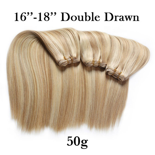 50g - 16''-18'' Russian/Mongolian Platinum Remy Double Drawn Weft/Weave Hair Extensions