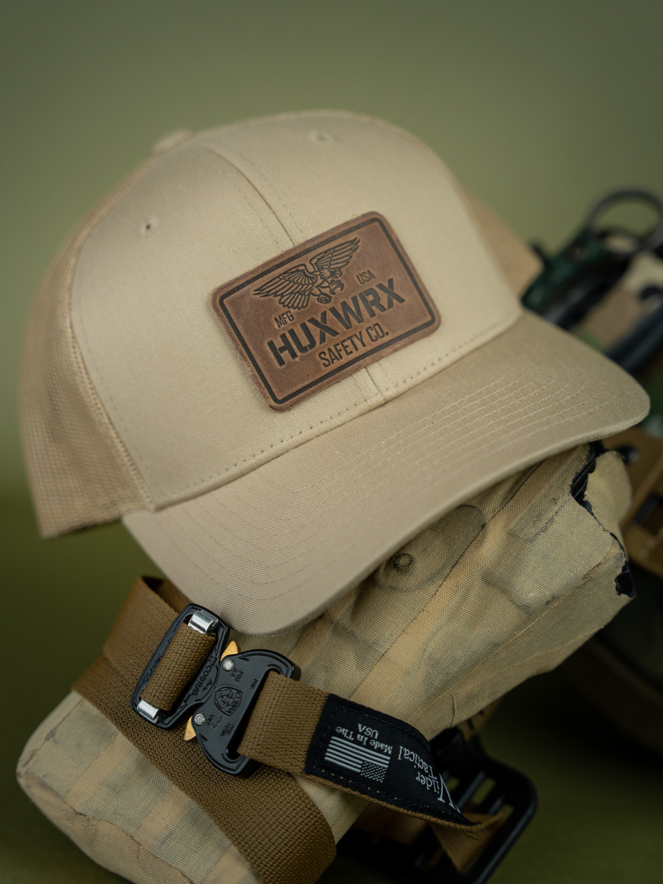 HUX EAGLE RANGE LEATHER TRUCKER KHAKI 