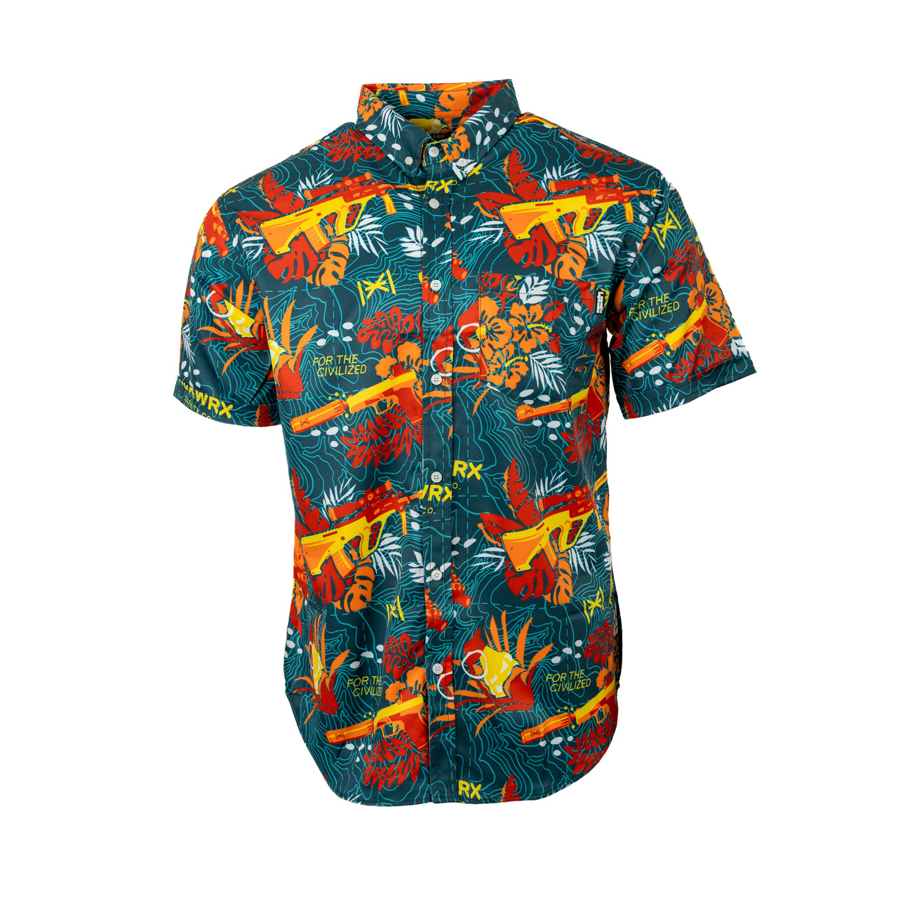 HUX-WAIIAN ALOHA SHIRT ORANGE+GREEN