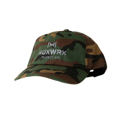 A classic "dad cap". The HUXWRX Dad Hat features a centered embroderied logo and is soft-structured and 100% cotton for a relaxed fit and feel. This hat is available in Woodland and Black.