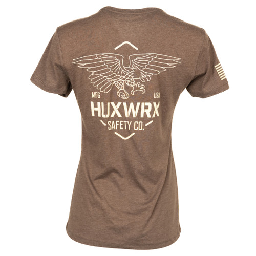 Elevate your style with our Ladies Eagle tee! Whether you're looking for the perfect addition to your range gear or a unique gift for someone special, this HUXWRX tee is here to impress and is the perfect blend of design, comfort, and quality.
Design Details:
The timeless Americana HUXWRX Eagle with a touch of patriotism adorning the right sleeve.
Available Sizes & Colors:
This design is available in Espresso with cream accents in sizes XS-2XL.
Material & Fit:
60% Cotton, 40% Polyester; Please note - this shirt runs one size smaller than standard. Elevate your style with our Ladies Eagle tee! Whether you're looking for the perfect addition to your range gear or a unique gift for someone special, this HUXWRX tee is here to impress and is the perfect blend of design, comfort, and quality.
Design Details:
The timeless Americana HUXWRX Eagle with a touch of patriotism adorning the right sleeve.
Available Sizes & Colors:
This design is available in Espresso with cream accents in sizes XS-2XL.
Material & Fit:
60% Cotton, 40% Polyester; Please note - this shirt runs one size smaller than standard.