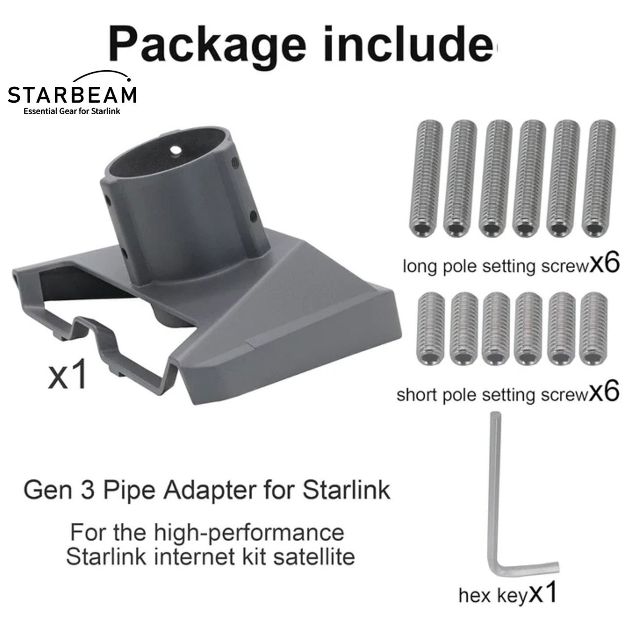 Starlink Gen 3 Standard Aluminium Pole Adapter for 25-48mm e