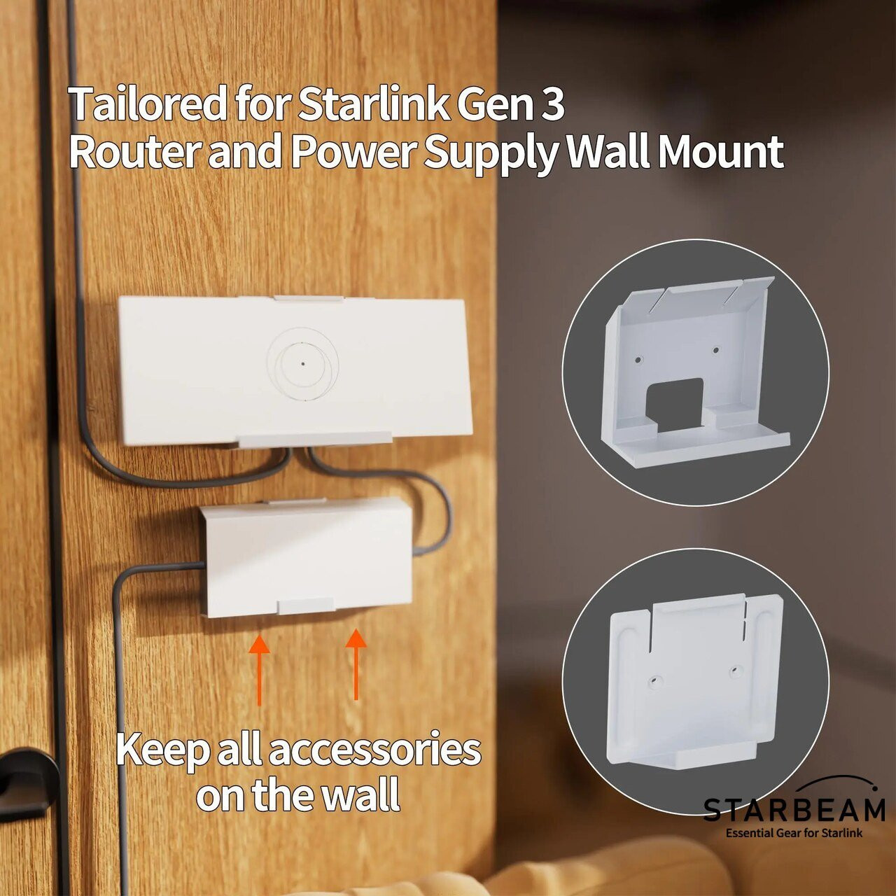 STARBEAM Starlink Gen 3 Router & Power Supply Wall Mount Kit d