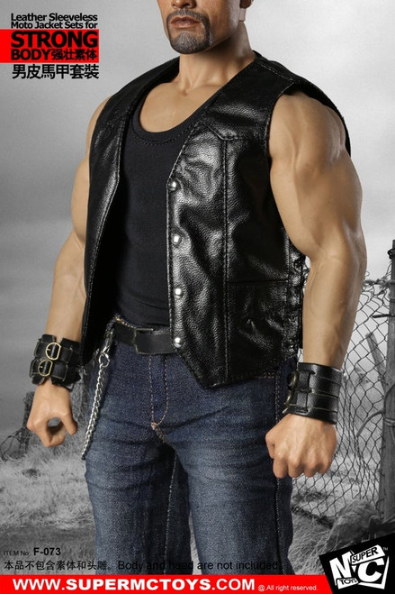 1/6 Scale Leather Moto Vest Set for M34/35 Body by SuperMC Toys 1/6 Scale Leather Moto Vest Set for M34/35 Body by SuperMC Toys